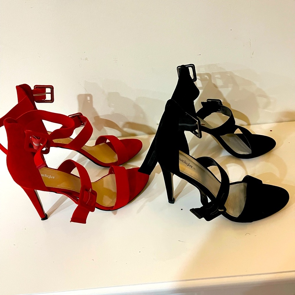 2 pair of heels Red size 11 Black size 10 Heels